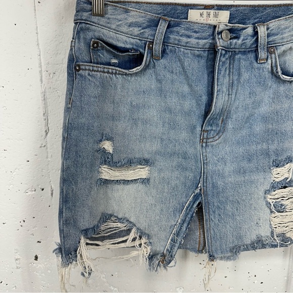 We The Free size 27 Distressed Raw Hem Denim Jean Skirt - Picture 3 of 9